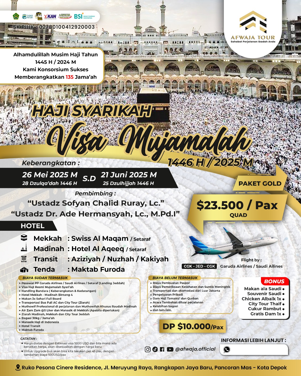 Haji Syarikah Visa Mujamalah Paket Gold